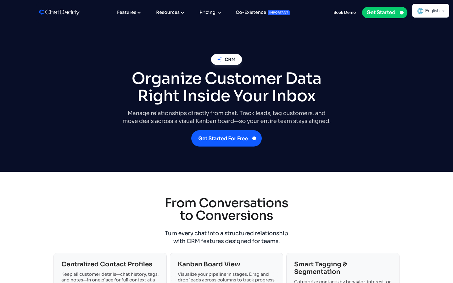 ChatDaddy best WhatsApp CRM platform dashboard with Kanban pipeline