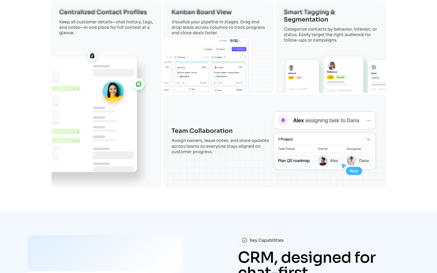 ChatDaddy CRM analytics dashboard — WhatsApp marketing KPI tracking, campaign metrics, and conversion attribution